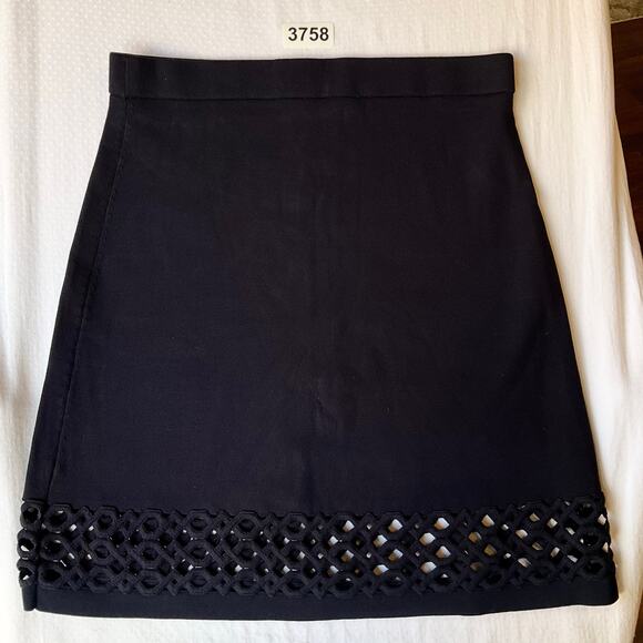 Ann Taylor Women Mini Skirt size M Thick Stretchy A-line Navy Blue - Picture 8 of 8